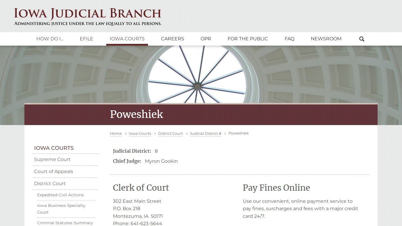 Poweshiek | Judicial District 8 | Iowa Judicial Branch